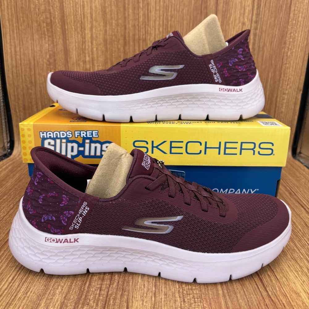 Skechers Go Walk Flex Eva Women 10 Burgundy Hands Free Slip-ins 124823/BURG NEW